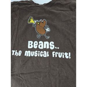 Vintage L Large 1990s Beans The Magical Fruit Graphic T-Shirt Brown Short Sleeve